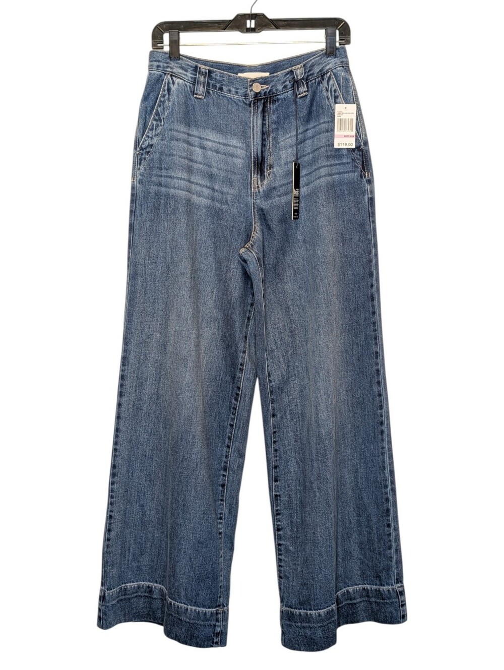 NWT Habitual High Rise Wide Leg Jeans 6/28 Cuffed Hem Marine